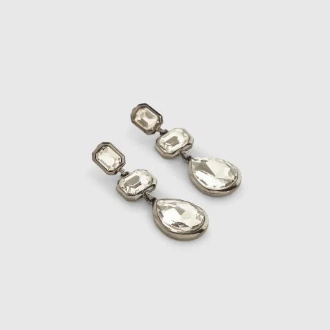 River Island Gunmetal Crystal Drop Earrings