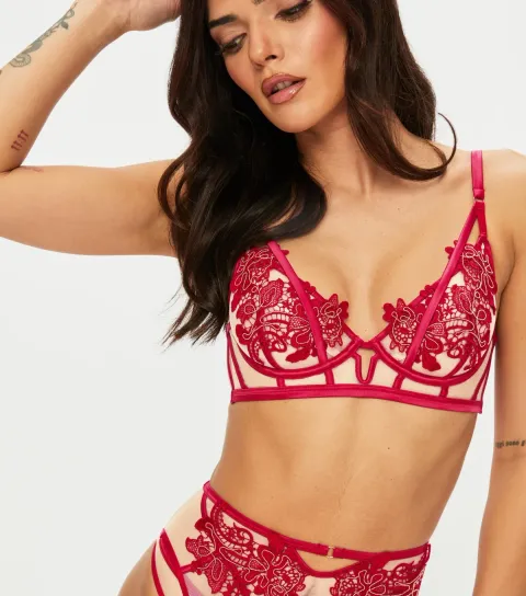 Women's Red Enticement Non Padded Plunge Bra