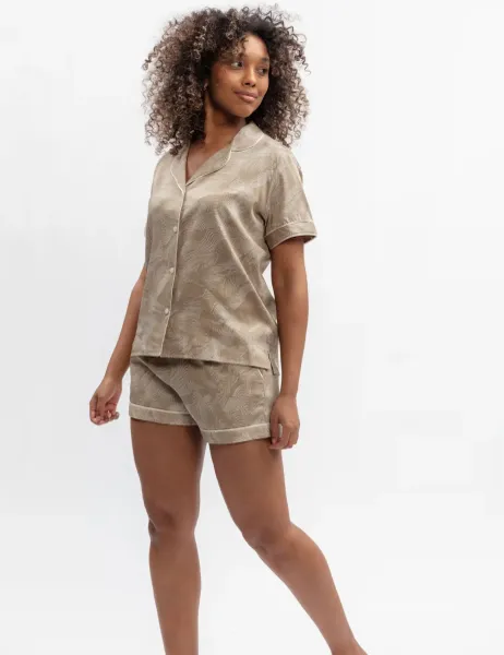 Cyberjammies Fable and Eve Cotton Modal Printed Shortie Set Beige Mix