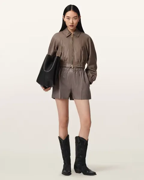 Fran High Rise Leather Shorts