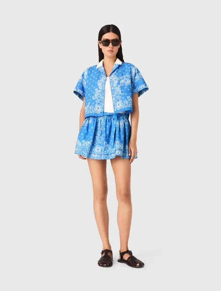 Contrast collar printed shirt