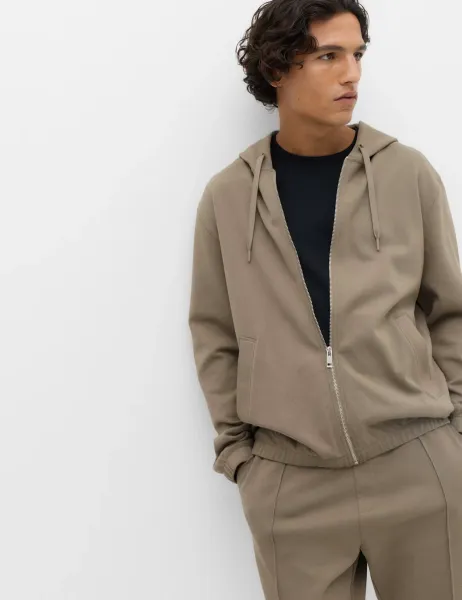 Marks & Spencer Ultimate Cotton Rich Zip Up Hoodie Mocha