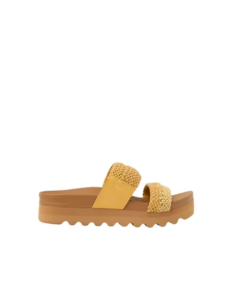 Reef Cushion Vista Woven Flatform Sliders Yellow Mix
