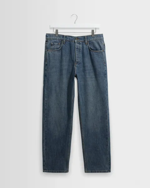 Wax London Russell - Mid Blue Wash Selvedge Straight Fit Denim Jeans