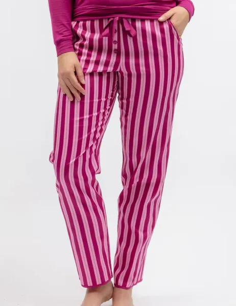 Cyberjammies Cotton Modal Striped Pyjama Bottoms Magenta
