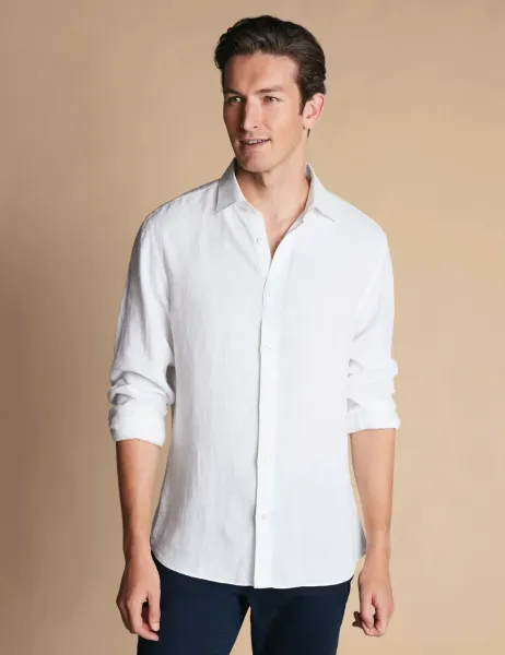 Charles Tyrwhitt Slim Fit Pure Linen Shirt White
