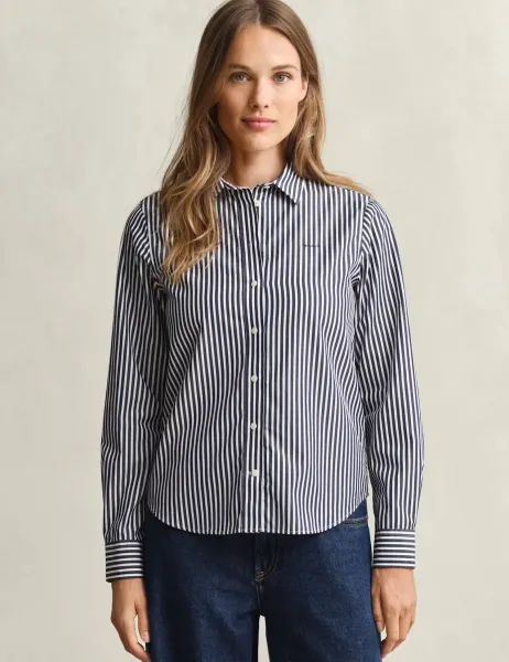 Gant Pure Cotton Poplin Striped Shirt Blue Mix