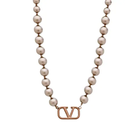 V Logo Pearl Necklace