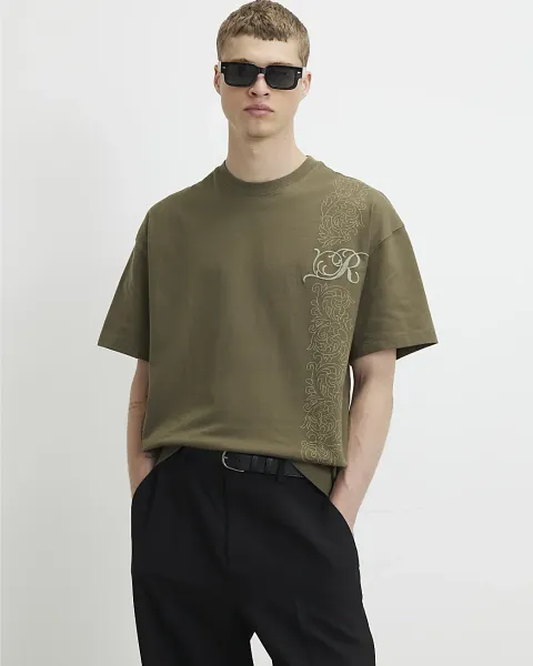 River Island Cotton Floral Border T-Shirt