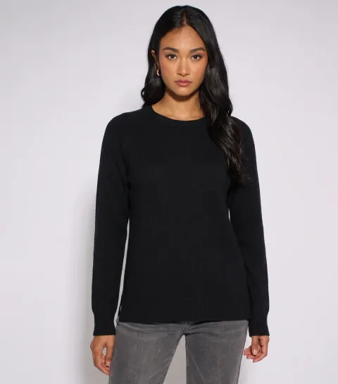 Gini London Women's Black Crew Neck Jumper