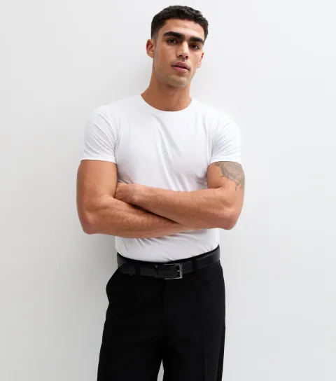 Men's White Cotton Muscle Fit T-Shirt