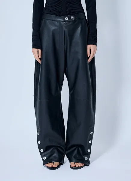 Sportmax Wide-Leg Leather Trousers