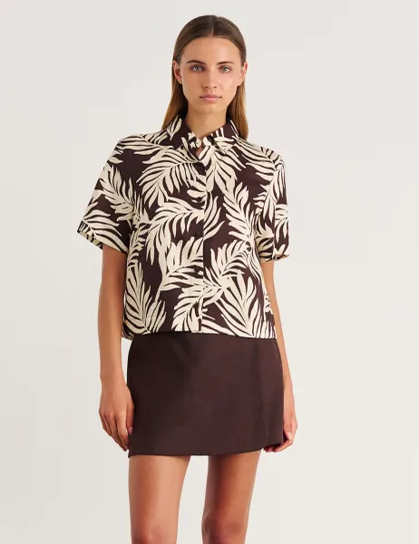 Jag Lyocell Rich Printed Collared Shirt Neutral