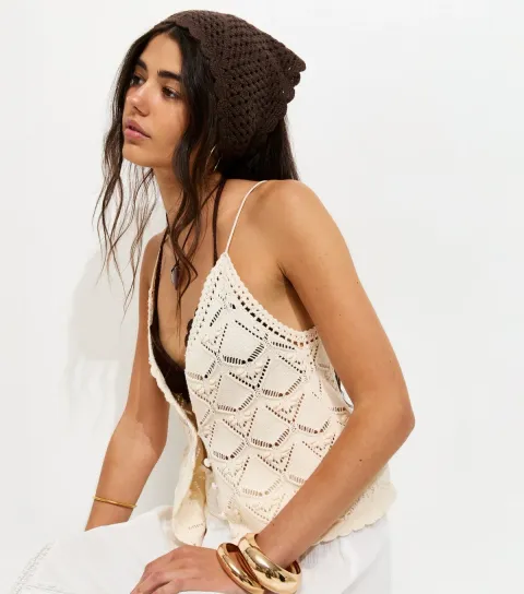 Brown Crochet Bandana