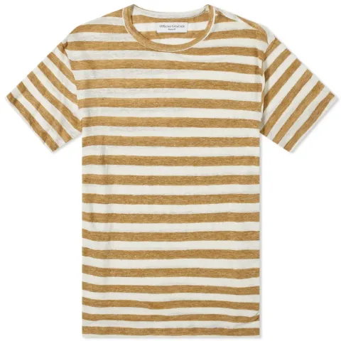 Officine Générale Big Stripe French Linen T-Shirt