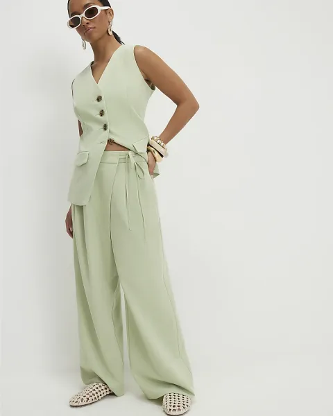 River Island Petite Wrap Detail Wide Leg Trousers