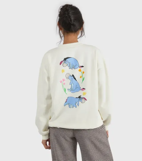 Women's Custard White Disney Eeyore Print Sweatshirt