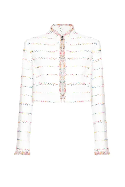 Ivory/Multi Tweed Short Jacket - Hermione