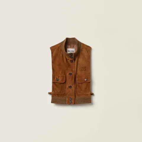 Waxed suede leather vest