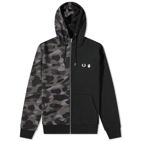 x BAPE Split Camo Zip Through Hoodie