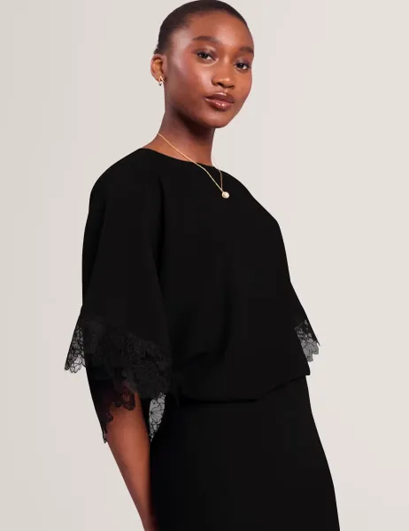 Ted Baker Lace Detail Batwing Top Black