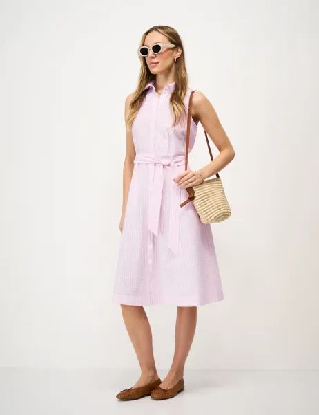 Crew Clothing Pure Cotton Midi Shirt Dress Light Pink Mix