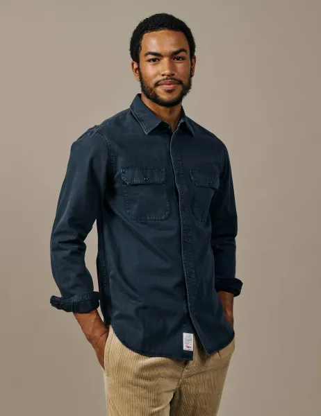 Aubin Regular Fit Pure Cotton Shirt Navy