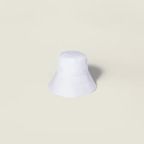 Wide-brimmed poplin bucket hat