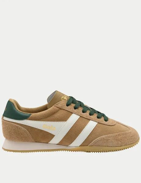 Gola Sprinter Suede Lace Up Trainers Beige Mix