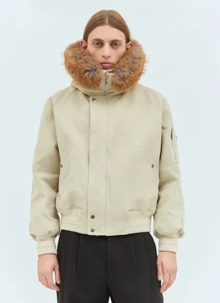 Faux-Fur Trim Bomber Jacket