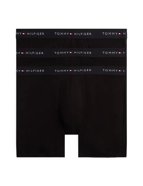 Tommy Hilfiger 3 Pack Signature Logo Cotton Rich Boxer Briefs Black