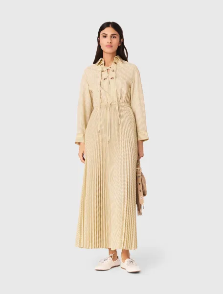 Eyelet pleated maxi dress