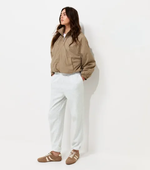 Women's Grey Marl Cotton Rich Cuffed Joggers