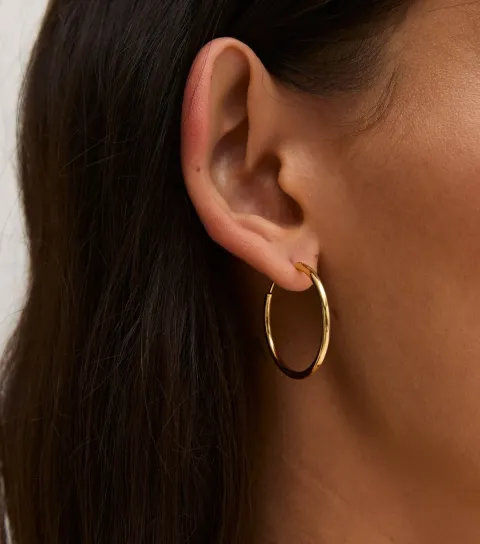 New Look 18ct Gold Plated Petite Hinge Hoop Earrings