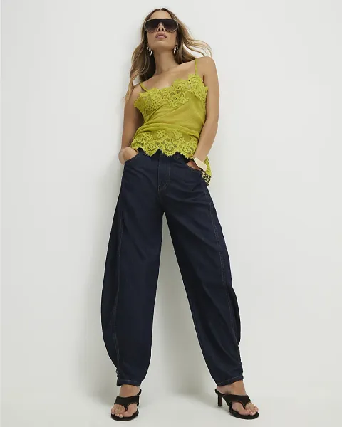 River Island Tab Hem Detail Barrel Leg Jeans