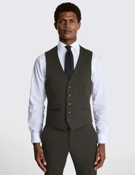 Moss Slim Fit Stretch Waistcoat Charcoal