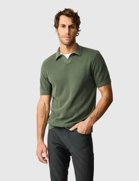 Rodd & Gunn Avalon Pure Cotton Knitted Polo Shirt Dark Green