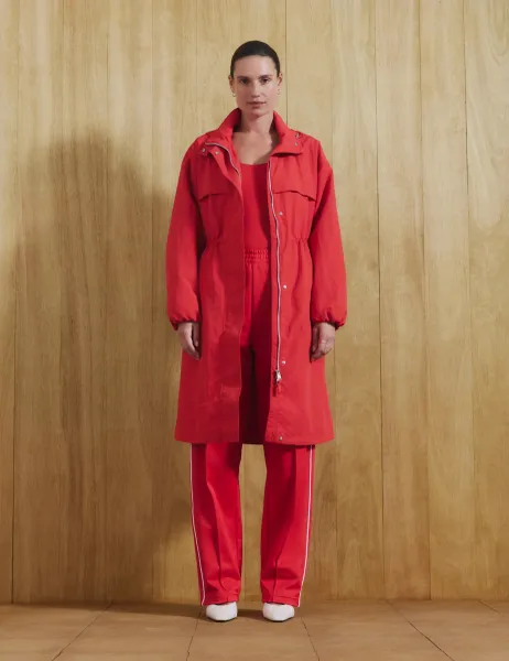 Marks & Spencer Shower Resistant Lightweight Hooded Longline Utility Parka Poppy