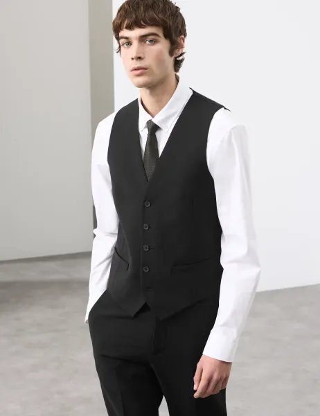 Autograph Wool Rich Performance Waistcoat Black