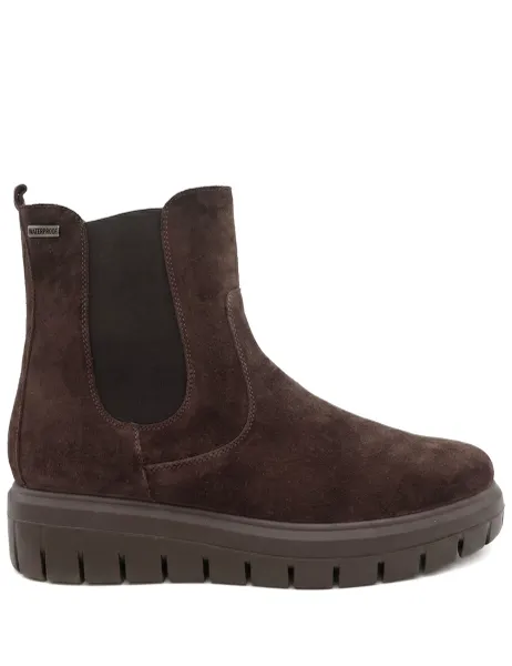 Jones Bootmaker Leather Waterproof Wedge Ankle Boots Chocolate