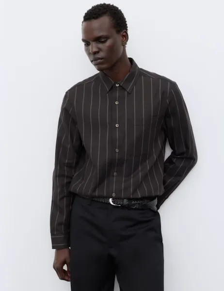 Autograph Twill Stripe Long Sleeve Overshirt