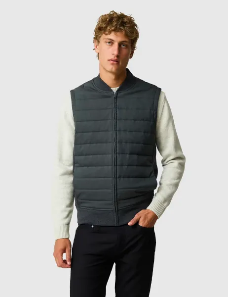 Rodd & Gunn Regular Fit Cotton Quilted Zip Up Vest Black/Grey