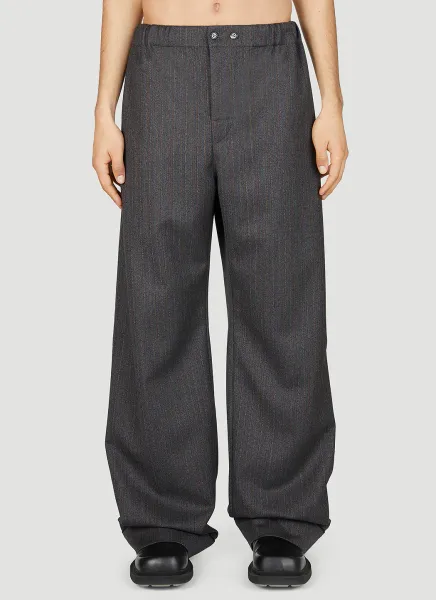 Pinstripe Wool Chevron Pants
