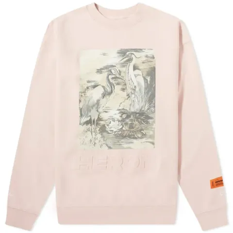 Heron Birds Print & Debossed Crew Sweat