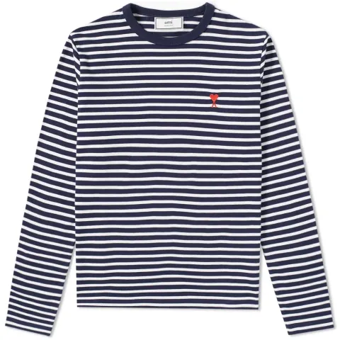 AMI Long Sleeve Heart Stripe Tee