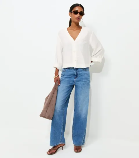Women's Cream V-Neck Shirt