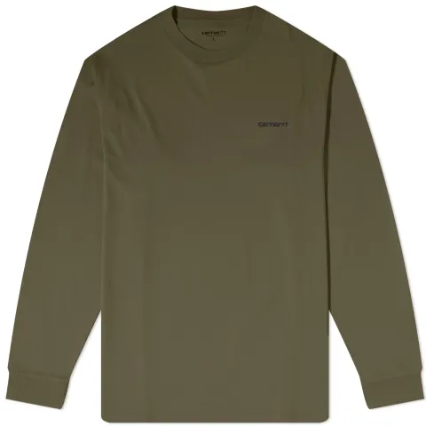 Long Sleeve Script Embroidery T-Shirt