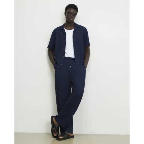 River Island Slim Fit Textured Open Hem Joggers