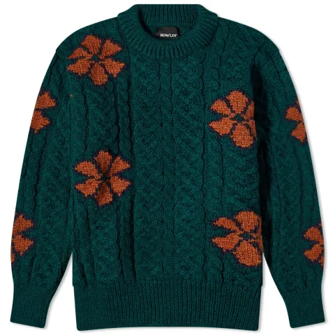 Howlin' Cabled Flowers Crew Knit