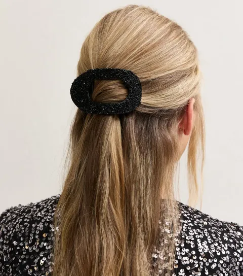 New Look Black Diamante Embellished Cut Out Hair Claw Clip